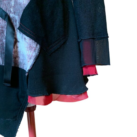 NESS -  XL Asymmetrical Tunic Top Black Gray Abstract Print Long Sleeve - Picture 8 of 11